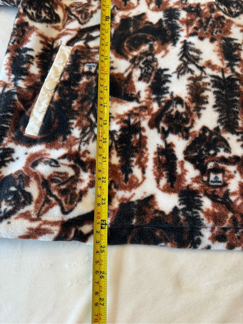 Columbia Women’s Wolf Brown and Cream Printed Fleece Snap-Pullover, sz 2X - Picture 12 of 16